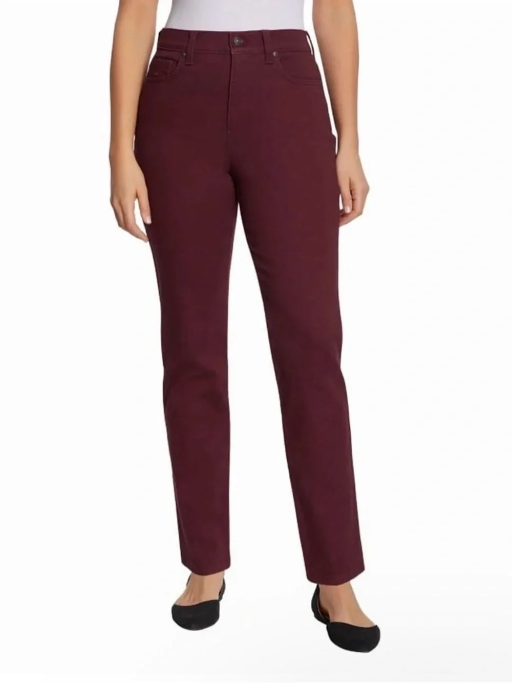 Gloria Vanderbilt Maroon Straight Leg High Rise Classic Chic Pants 16 - Picture 1 of 6